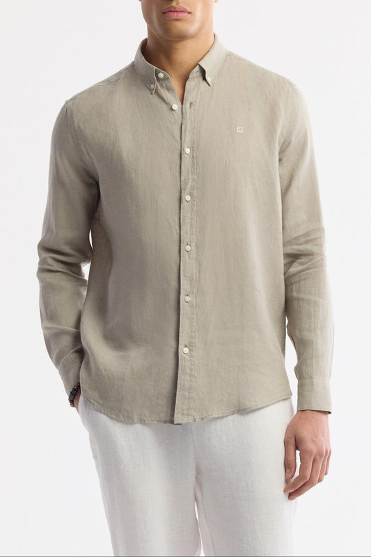 Taupe Linen Summer Shirt – 100% Egyptian Linen