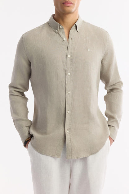 Taupe Linen Summer Shirt – 100% Egyptian Linen