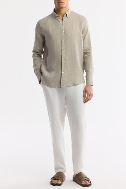Taupe Linen Summer Shirt – 100% Egyptian Linen