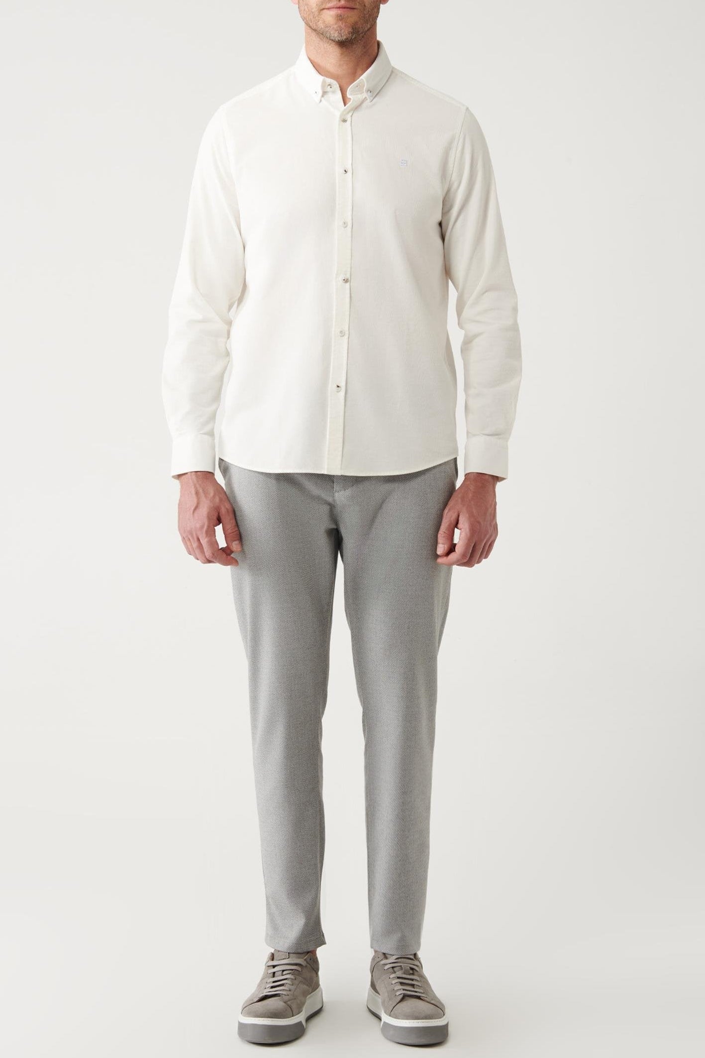 White Corduroy Comfort Shirt – 100% Cotton