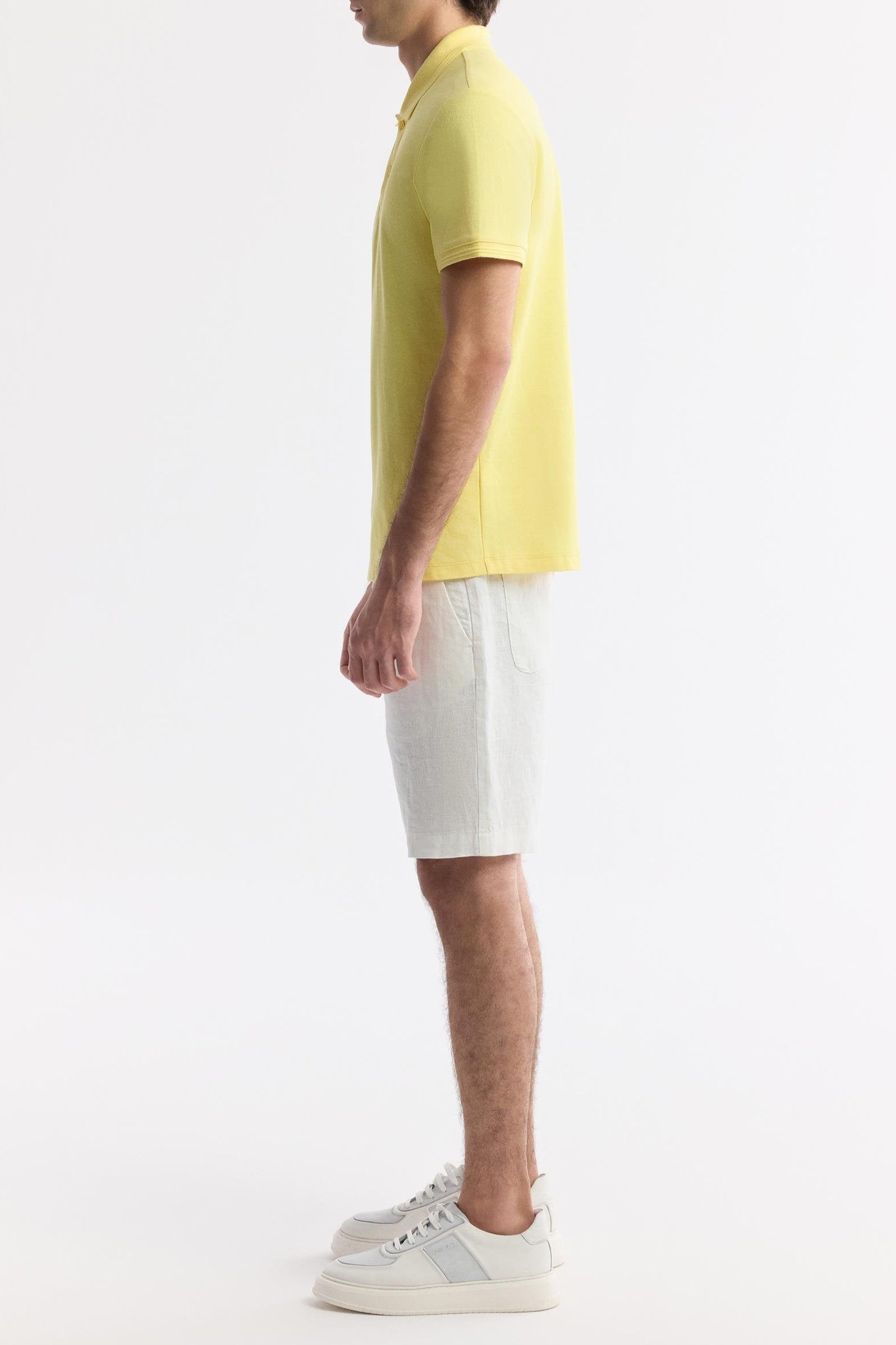 Yellow Cotton Polo T-shirt – Anti-Curl Collar