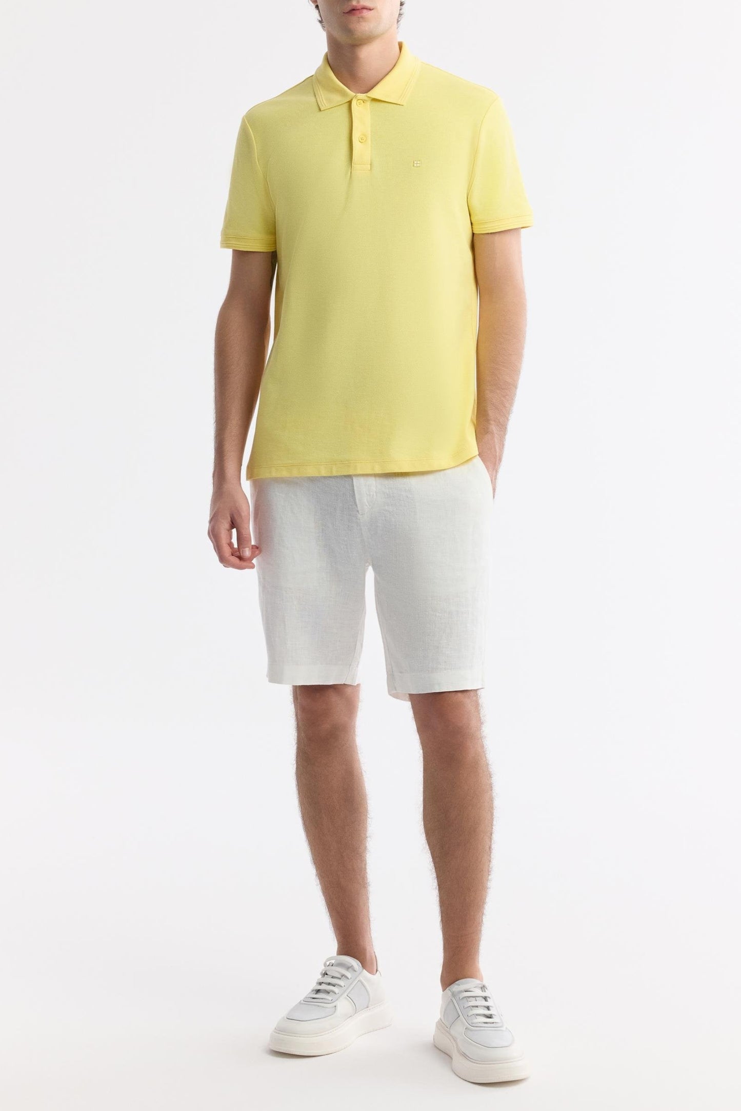 Yellow Cotton Polo T-shirt – Anti-Curl Collar