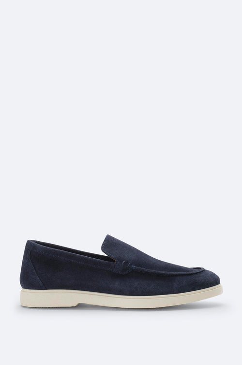 Navy Suede Loafer Shoes - Premium Handmade