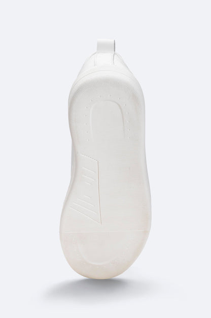 White Leather Sneakers with Elastic Slip-On Design