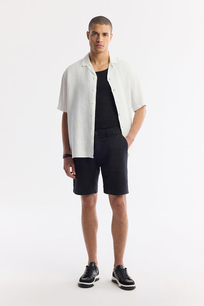 Men's Black Linen Shorts – 100% Egyptian Linen