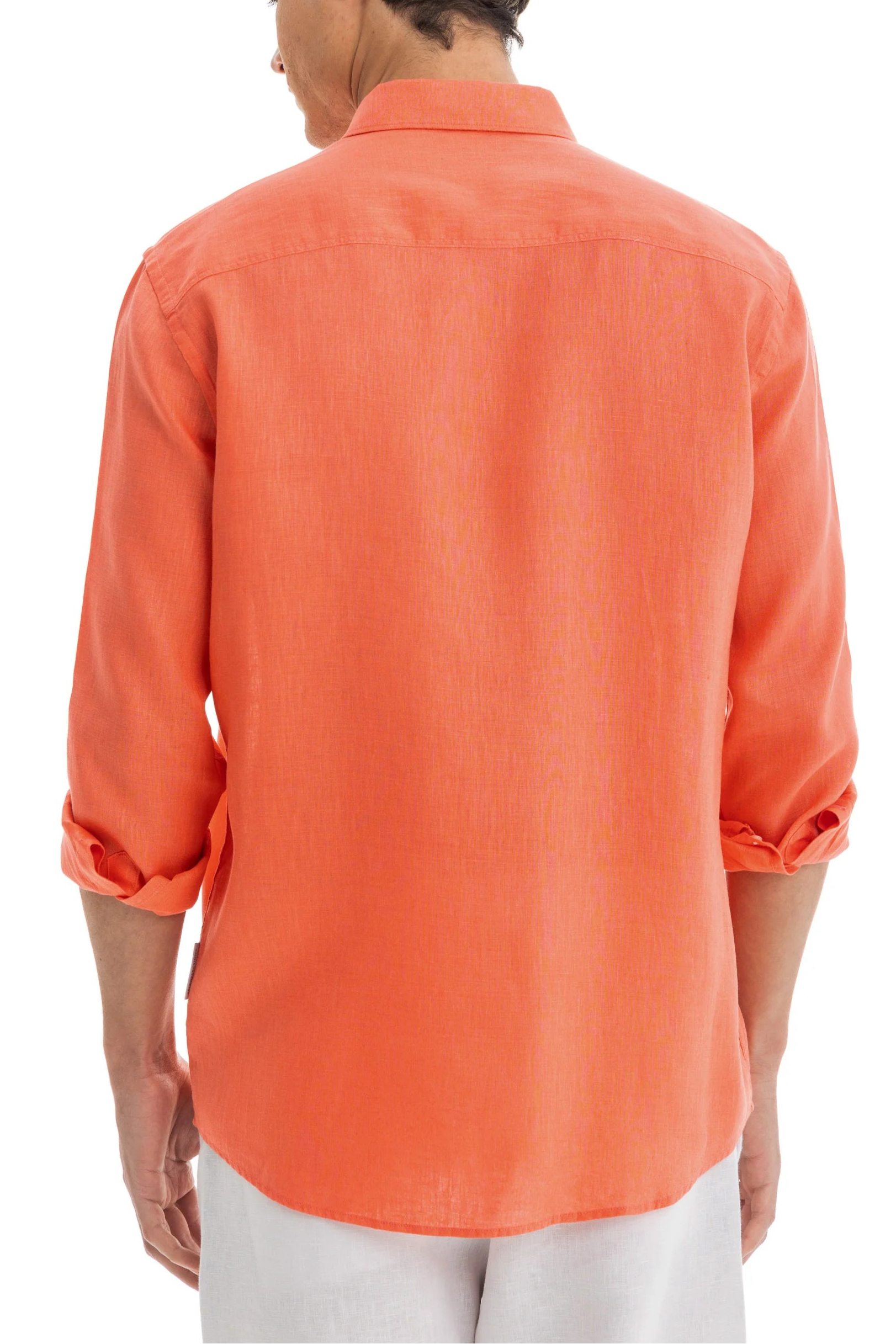 Men's Coral Linen Shirt - 100% Pure Washed Linen, Relaxed Fit, Breathable and Soft for Summer Style 3