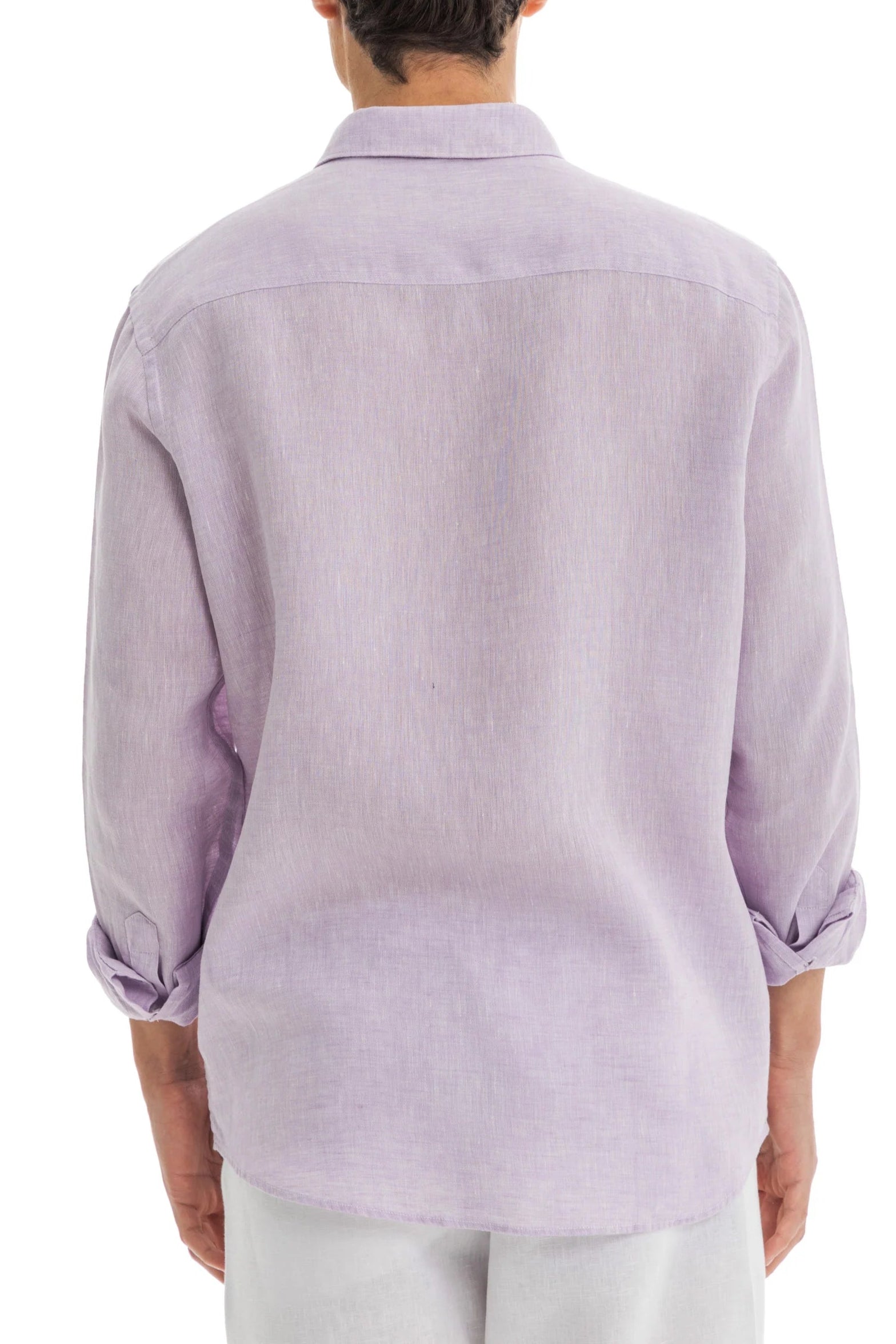 Men's Lilac Linen Shirt – 100% Pure Washed Linen, Relaxed Fit, Hidden Collar, Breathable Summer Shirt 1