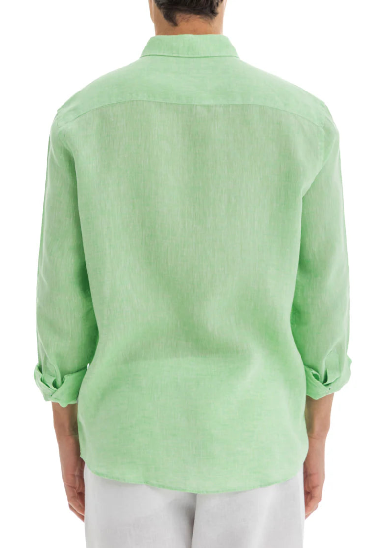 Men's Apple Green Linen Shirt - 100% Washed Linen, Relaxed Fit, Breathable and Soft for Summer Comfort 3