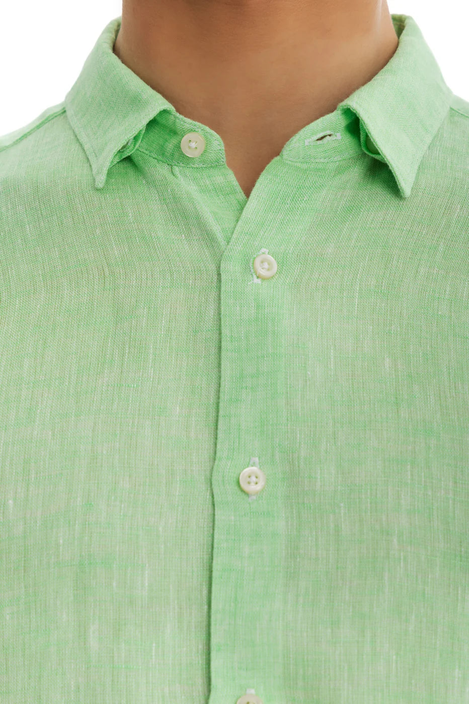 Men's Apple Green Linen Shirt - 100% Washed Linen, Relaxed Fit, Breathable and Soft for Summer Comfort 4