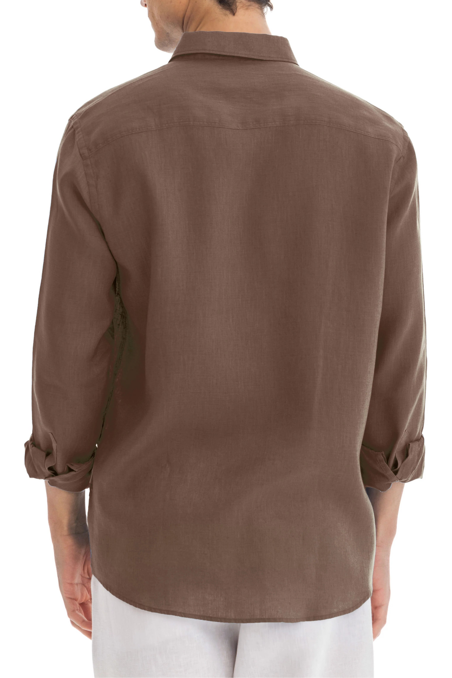Men's Brown Linen Shirt - 100% Pure Washed Linen, Relaxed Fit, Breathable Summer Shirt for Casual or Formal Wear 3