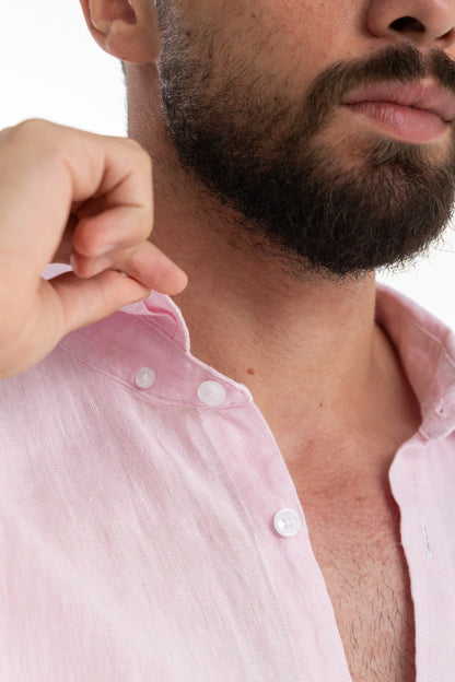 Men's Pink Linen Shirt