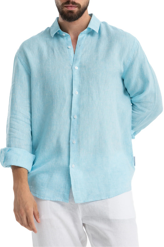Men's Mint Linen Shirt – Soft, Breathable Fabric with Relaxed Fit for Casual and Formal Occasions 1
