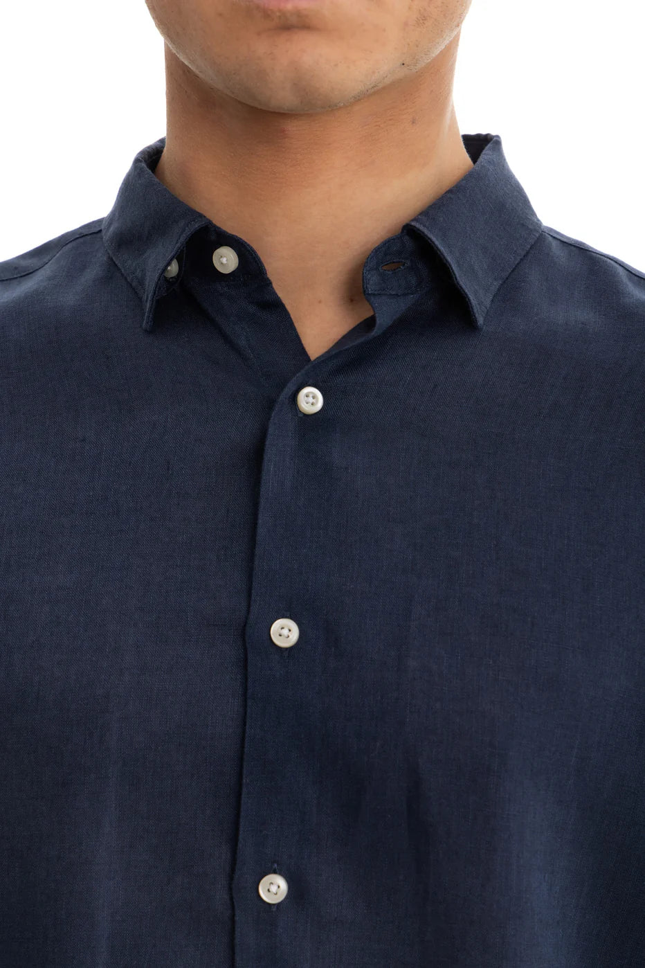 Men's Navy Linen Shirt - 100% Pure Washed Linen, Relaxed Fit, Breathable and Comfortable 4