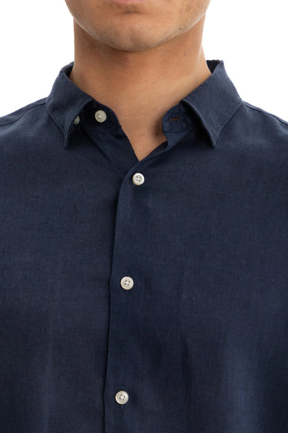 Men's Navy Linen Shirt - 100% Pure Washed Linen, Relaxed Fit, Breathable and Comfortable 4