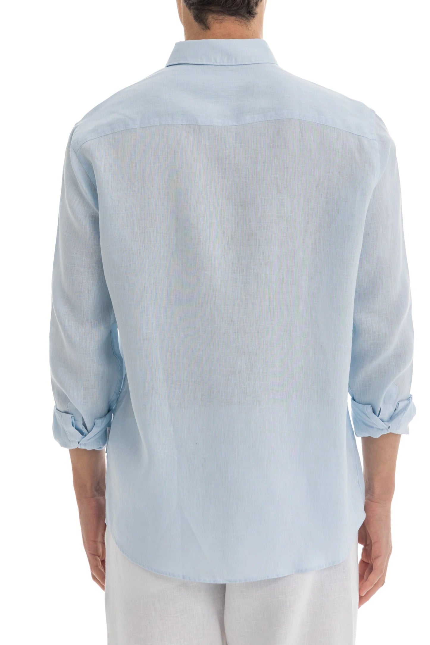 Men's Sky Blue Linen Shirt - 100% Pure Washed Linen, Relaxed Fit, Breathable Summer Dress Shirt 3