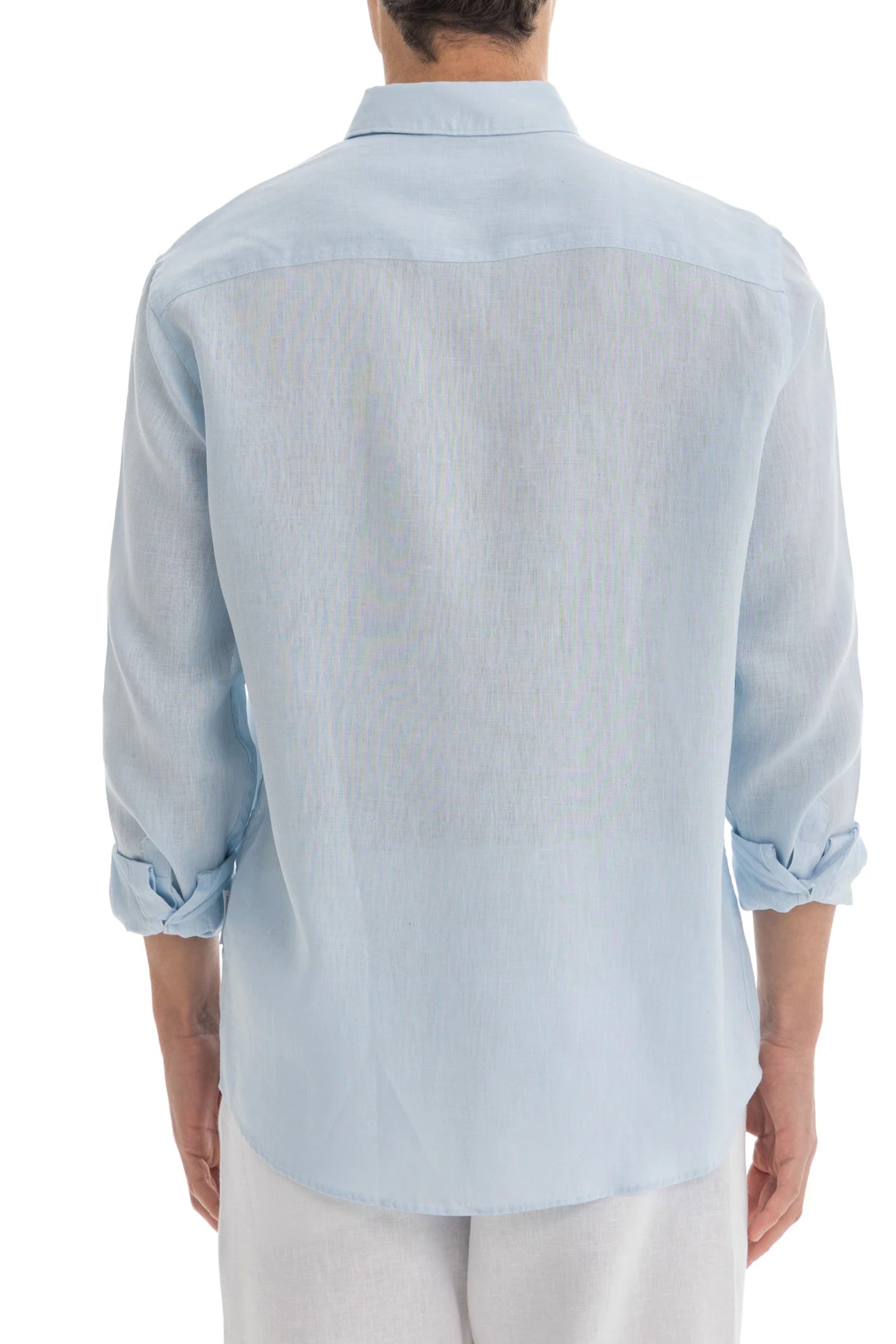 Men's Sky Blue Linen Shirt - 100% Pure Washed Linen, Relaxed Fit, Breathable Summer Dress Shirt 3