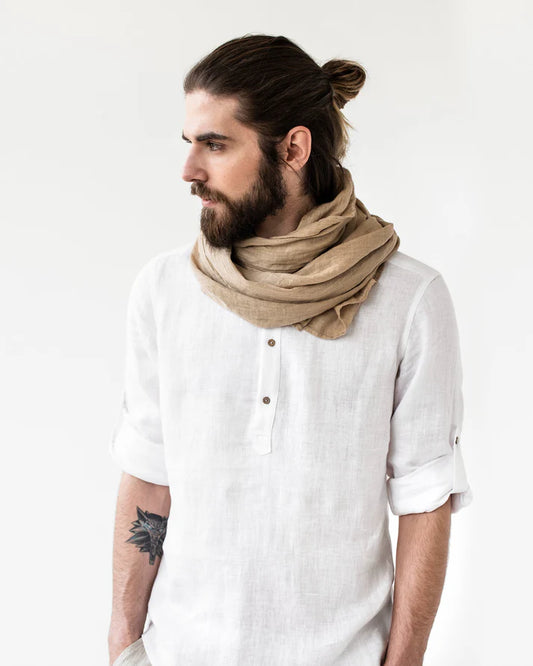 Beige Lightweight Linen Scarf
