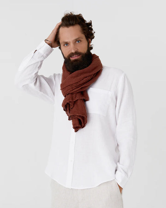 Brown Lightweight Linen Scarf