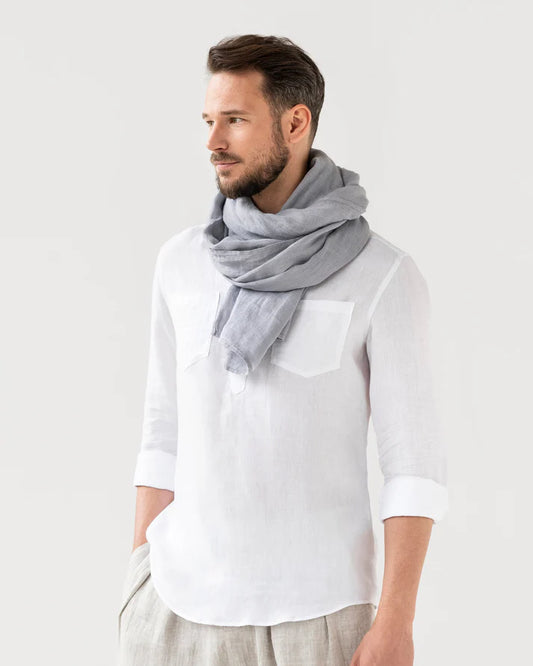 Gray Lightweight Linen Scarf