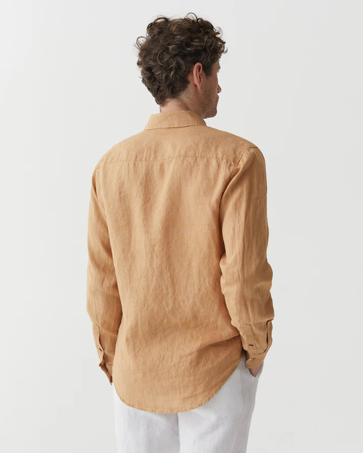 Bronze Button-Down Collar Linen Shirt – Lightweight Regular Fit