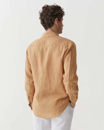Bronze Button-Down Collar Linen Shirt – Lightweight Regular Fit