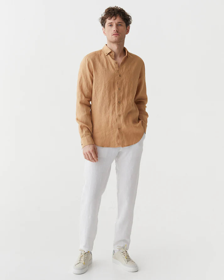 Bronze Button-Down Collar Linen Shirt – Lightweight Regular Fit