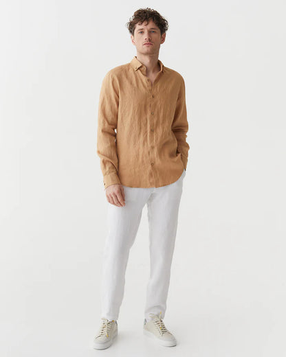 Bronze Button-Down Collar Linen Shirt – Lightweight Regular Fit