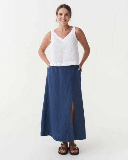 White Linen Sleeveless Top – V-Neck & Relaxed Fit